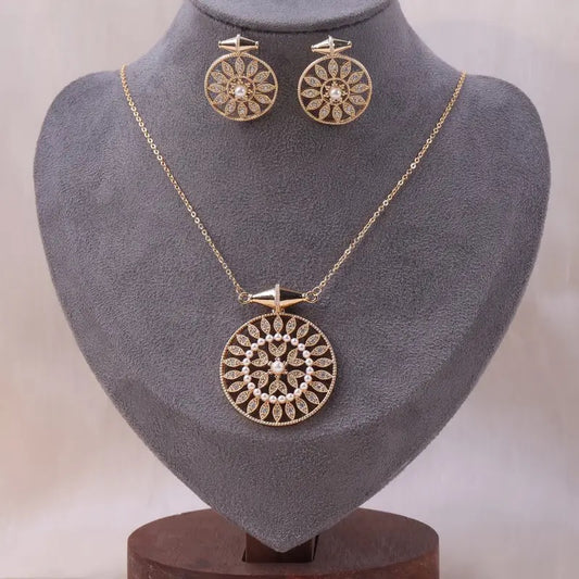 Damen-Schmuckset – Runde Blumenkette und Ohrringe