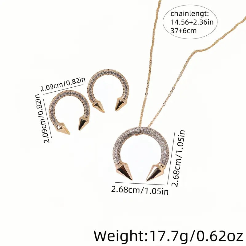 Damen-Schmuckset – Runde Halskette und Ohrringe mit Zirkonia